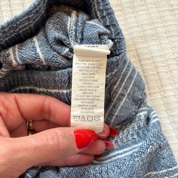 Indigo Rein High Rise Linen Blend Blue White Striped Joggers Juniors Size Medium - Picture 8 of 10